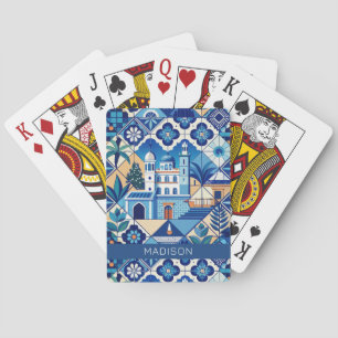 Baraja De Cartas Nombre personalizado Patrón de mosaicos Azulejo