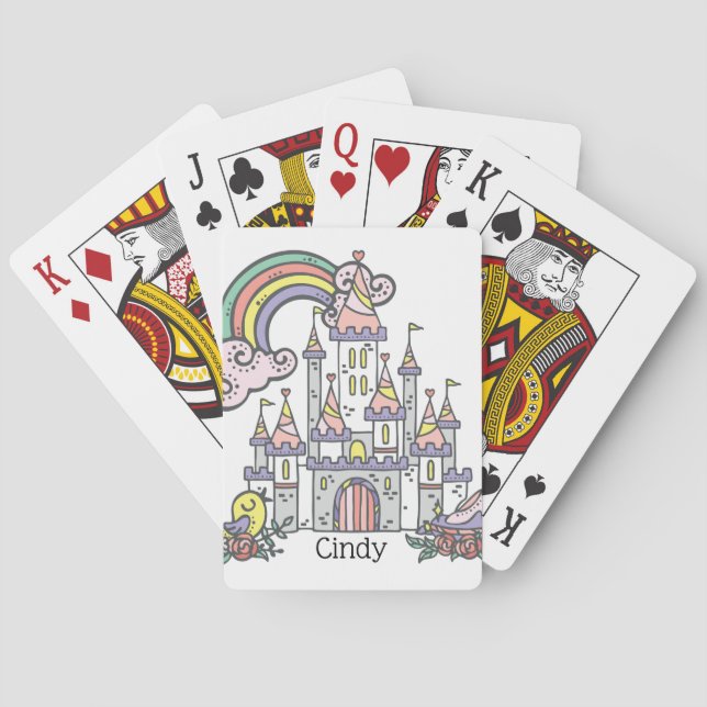 Baraja De Cartas Nombre personalizado Princess Castle (Reverso)