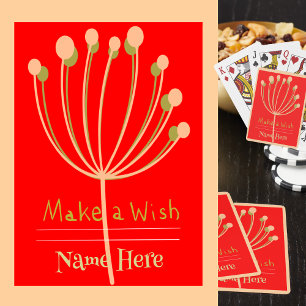 Baraja De Cartas Nombre personalizado, rama mágica de 8 cardos, roj