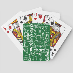 Baraja De Cartas Nombre Personalizado Repetido en Verde