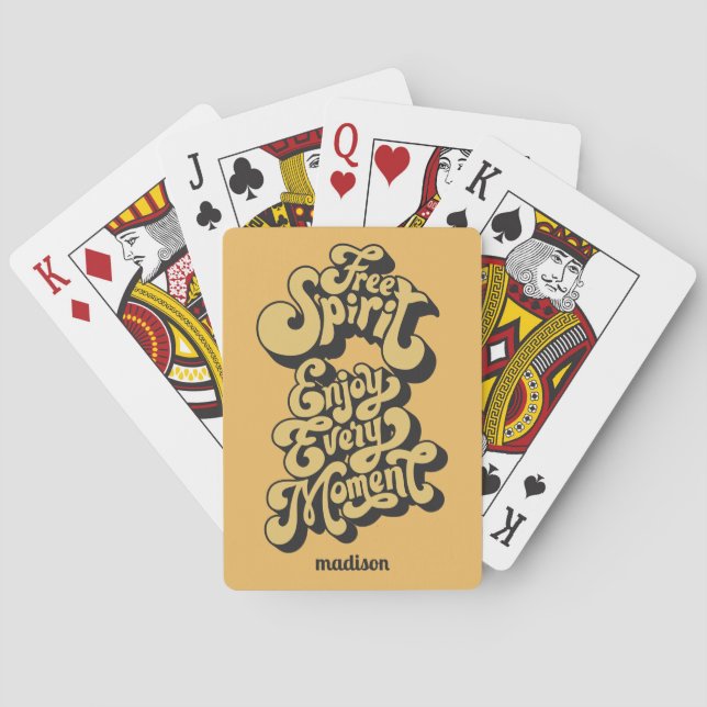 Baraja De Cartas Nombre personalizado retro "Espíritu libre" (Reverso)