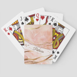 Baraja De Cartas Nombre personalizado Rosa de mármol de lujo