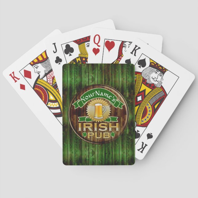 Baraja De Cartas Nombre personalizado: Rótulo de pub irlandés St. P (Reverso)