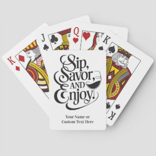 Baraja De Cartas Nombre personalizado / Sip de texto, Savor, Enjoy