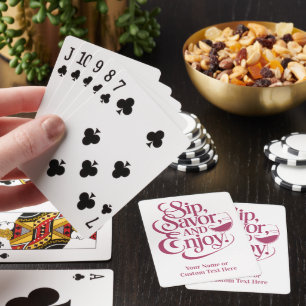 Baraja De Cartas Nombre personalizado / Sip de texto, Savor, Enjoy