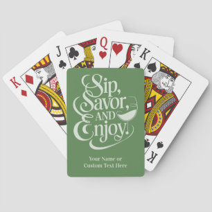 Baraja De Cartas Nombre personalizado / Sip de texto, Savor, Enjoy