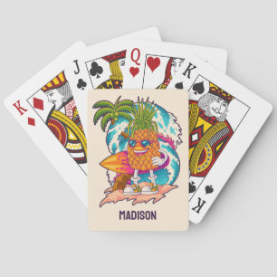 Baraja De Cartas Nombre personalizado Surfing Pineapple