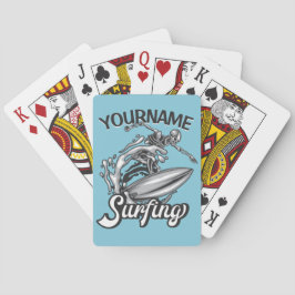 Baraja De Cartas NOMBRE Personalizado Surfista Big Wave Skeleton Su