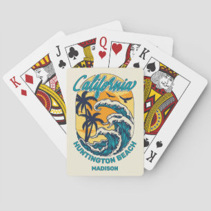 Baraja De Cartas Nombre personalizado / Texto Surfing de California