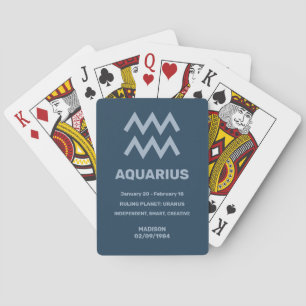 Baraja De Cartas Nombre personalizado / Texto Zodiac Rótulo Acuario