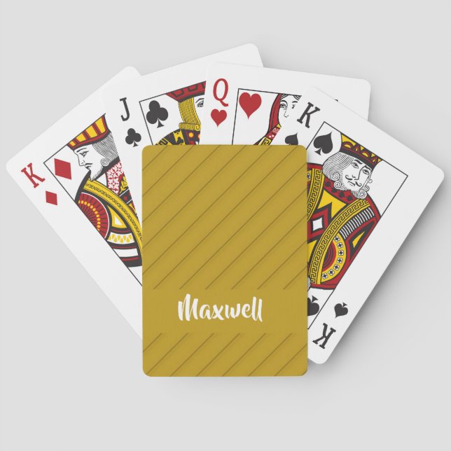 Baraja De Cartas Nombre personalizado texturizado en diagonal marró (Reverso)