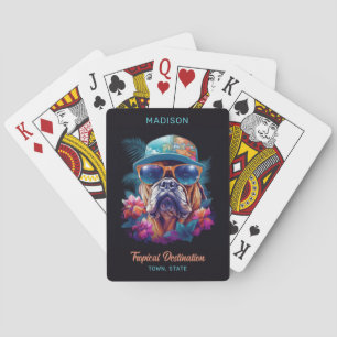 Baraja De Cartas Nombre personalizado y destino Tropical Vacation D