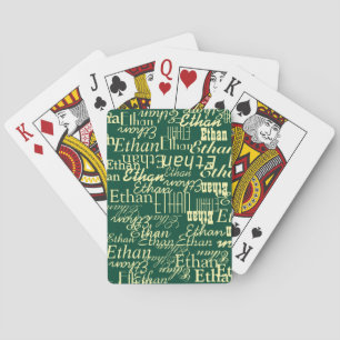 Baraja De Cartas Nombre sobredimensionado impreso en todo verde