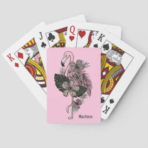 Baraja De Cartas Nombre y color personalizados Flamingo rosa