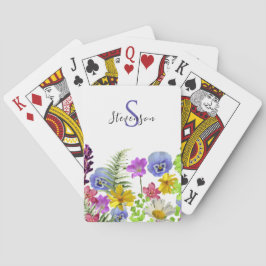 Baraja De Cartas Nombre y monograma personalizados de los Wildflowe