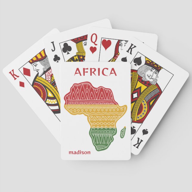 Baraja De Cartas Nombre y texto personalizados de África (Reverso)