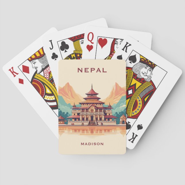 Baraja De Cartas Nombre y texto personalizados Nepal (Reverso)