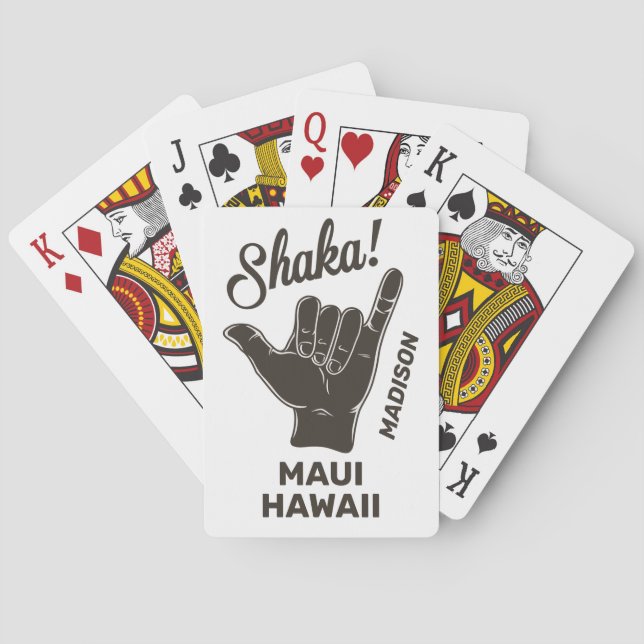 Baraja De Cartas Nombre y ubicación personalizados Shaka (Reverso)