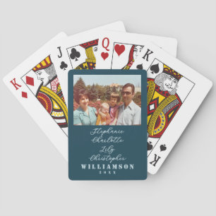 Baraja De Cartas Nombres de fotos familiares personalizadas año azu