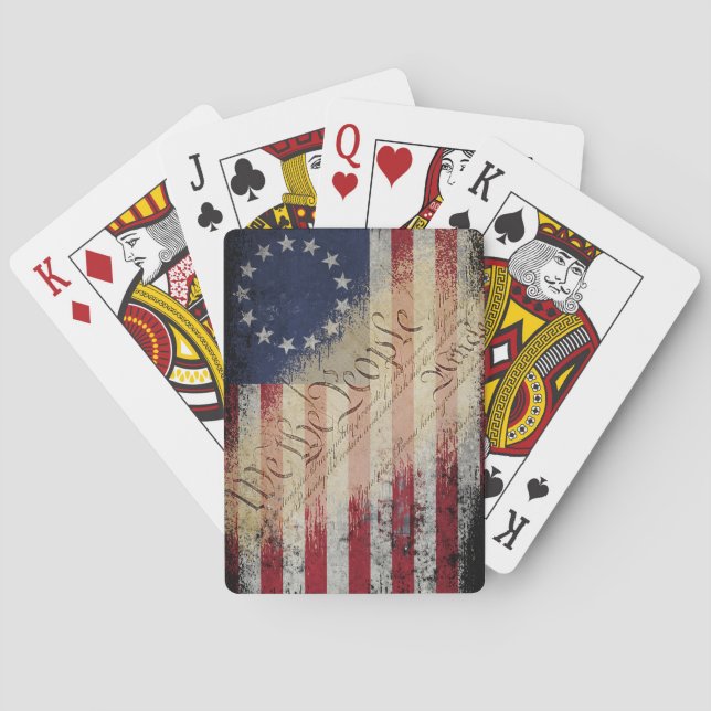 Baraja De Cartas Nosotros, el pueblo Betsy Ross, la bandera estadou (Reverso)