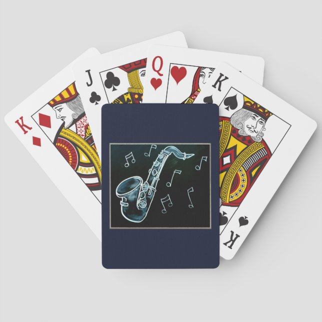 Baraja De Cartas Notas De Saxofón Y Música (Reverso)