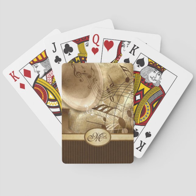 Baraja De Cartas Notas musicales del gramófono de oro de la época d (Reverso)