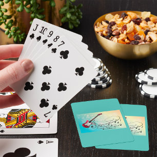Baraja De Cartas Notas musicales girando guitarra eléctrica Rock an