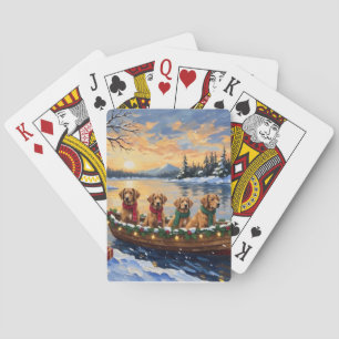 Baraja De Cartas Nova Scotia Duck Tolling Retriever Navidad Barco 