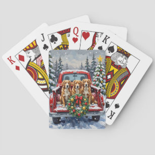 Baraja De Cartas Nova Scotia Duck Tolling Retriever Navidad Rojo