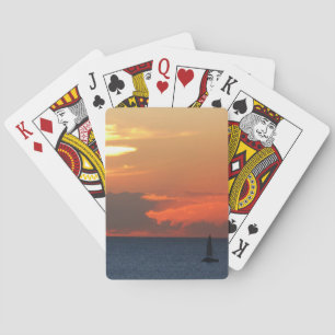 Baraja De Cartas Nubes de atardecer y navegación marítima