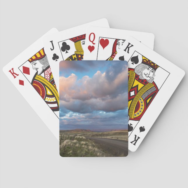 Baraja De Cartas Nubes de sol sobre la carretera Gravel Zumwalt Pra (Reverso)