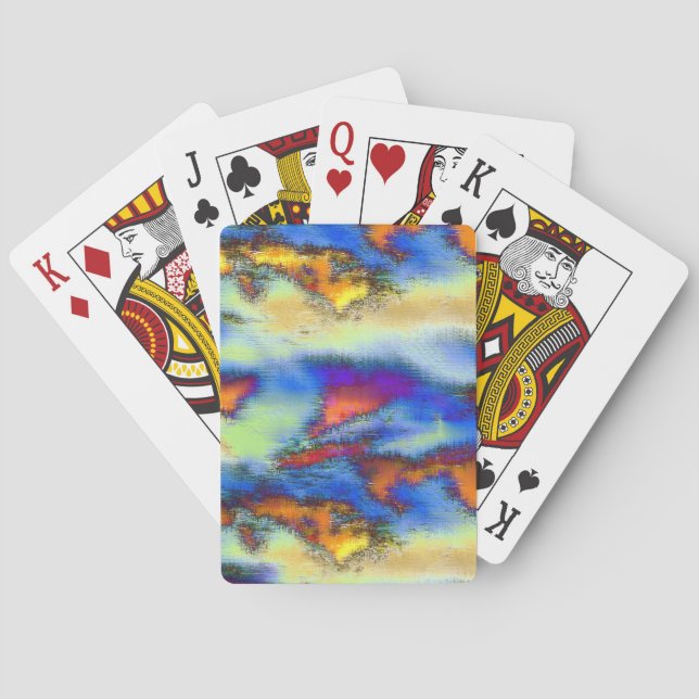 Baraja De Cartas Nubes rotas en naranja, textura con llovizna o des (Reverso)