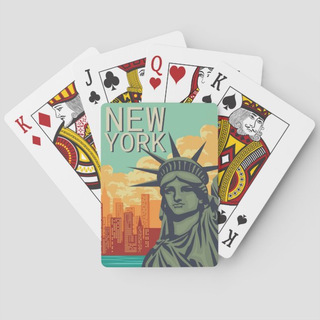 Baraja De Cartas Nueva YORK, estatua de la línea aérea de la libert (Reverso)