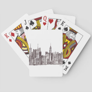 Baraja De Cartas Nueva York Manhattan acuarela negro moderno