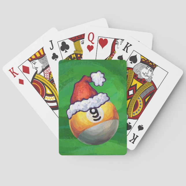Baraja De Cartas Nueve bolas en Santa Hat en Green (Reverso)
