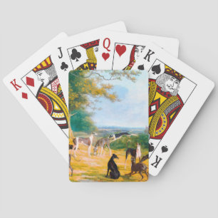 Baraja De Cartas Nueve Greyhounds en un paisaje de Jacques-Laurent 