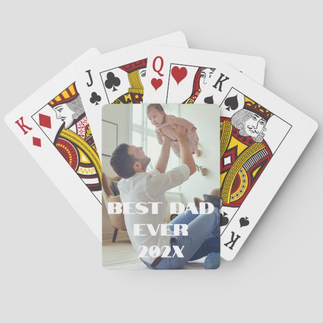 Baraja De Cartas Nuevo papá mejor que nunca - Personalizado foto co (Reverso)