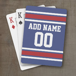 Baraja De Cartas Número de nombre personalizado de Blue Red Footbal