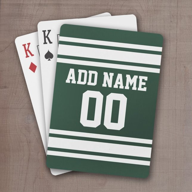 Baraja De Cartas Número de nombre personalizado de la camiseta verd (Football Jersey personalized playing cards)