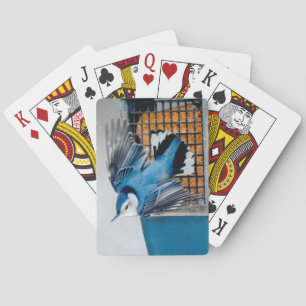 Baraja De Cartas Nuthatch blanco en nieve - foto original