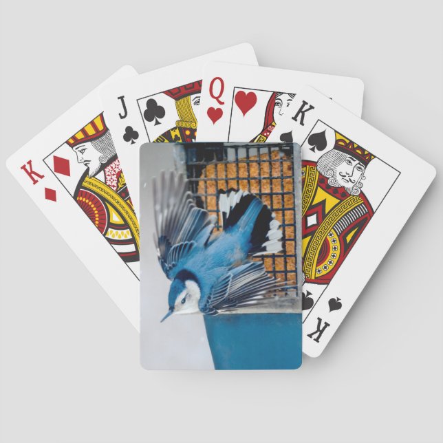 Baraja De Cartas Nuthatch blanco en nieve - foto original (Reverso)