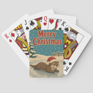 Baraja De Cartas Nutria Navidad Animales Patio Congelado