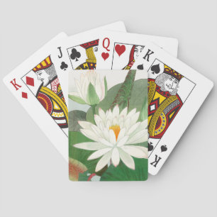 Baraja De Cartas Nymphaea lotus, grabado en madera japonés, 1917