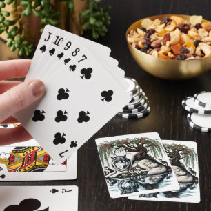 Baraja De Cartas Oasis familiar de Lobo Serene en naturaleza ídílic