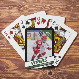 Baraja De Cartas Objeto de recuerdo de jugador de hockey en negro v