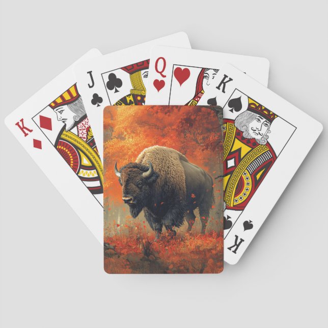 Baraja De Cartas Obra artística de Bison in the Autumn Woods (Reverso)