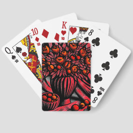 Baraja De Cartas Obra artística de Flores Rojas y Negras