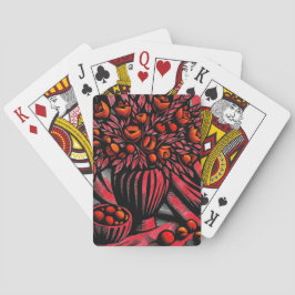 Baraja De Cartas Obra artística de Flores Rojas y Negras