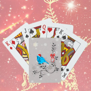 Baraja De Cartas Observando un copo de nieve pájaro azul
