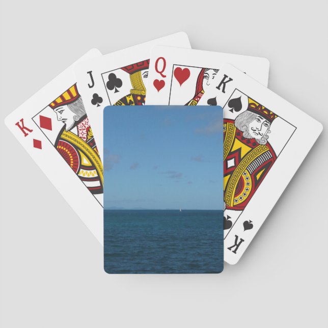 Baraja De Cartas Océano azul del horizonte de Santa Lucía (Reverso)